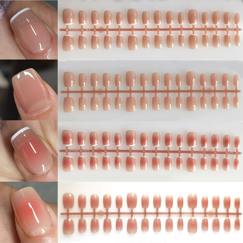 Nail Art Pink - 30 шт., градиентные накладные ногти, французские