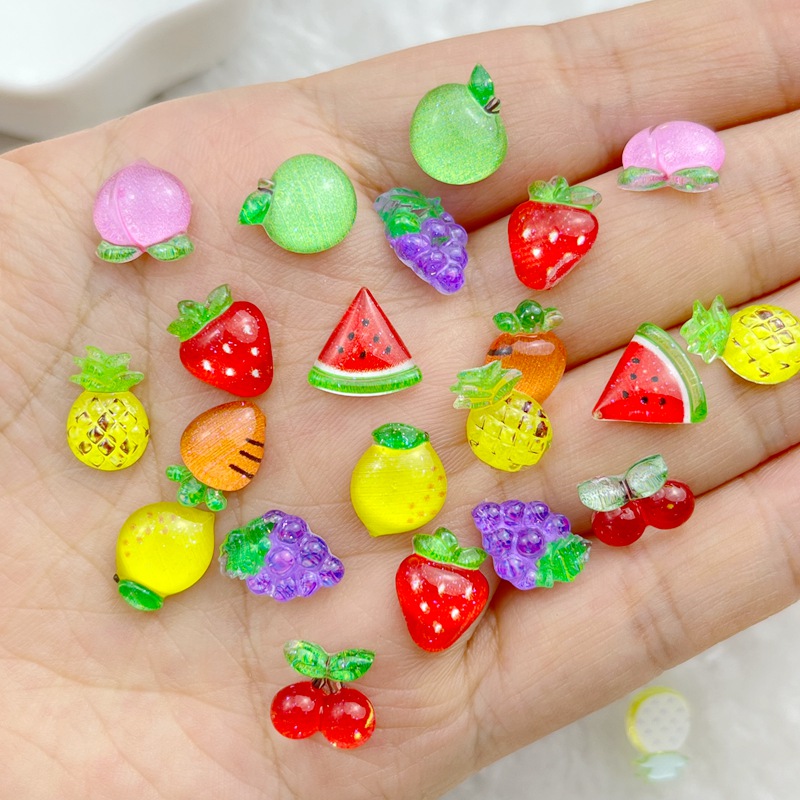 Nail Art Overlay - 50 шт., красочные блестящие смолы, яблоко,