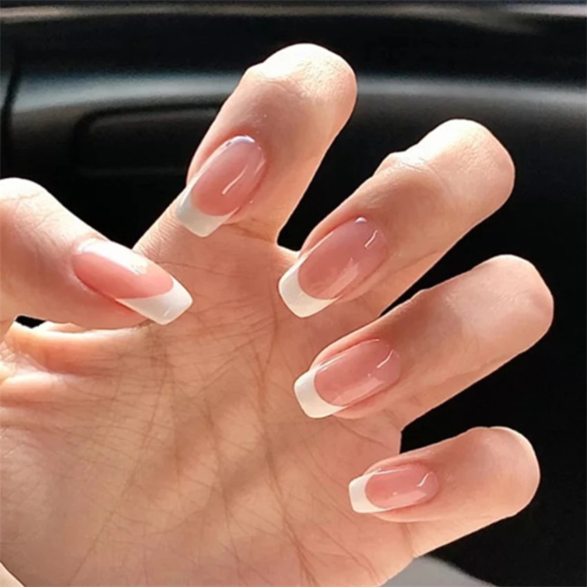 Nail Art Pink - 24 шт./компл. короткие французские минималистичные накладные