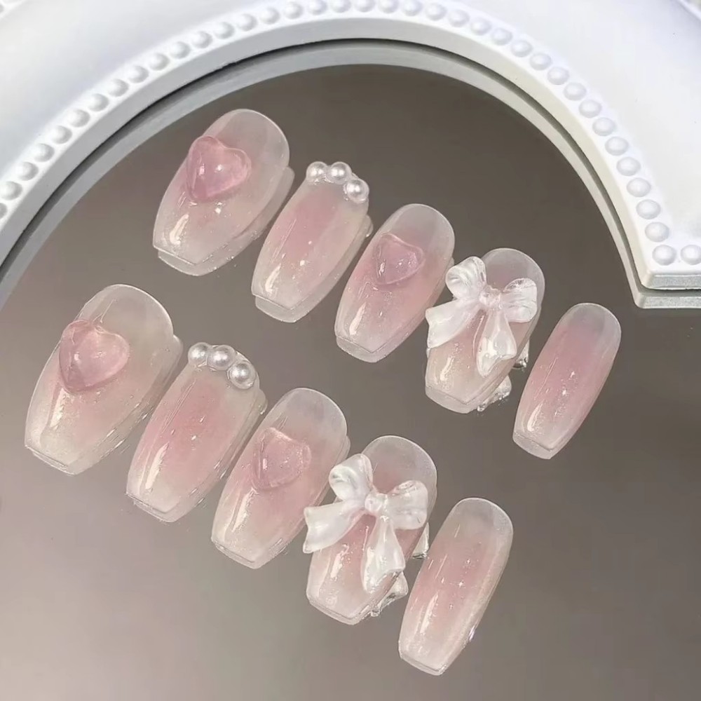Nail Art Pink - Милые розовые накладные ногти ручной работы