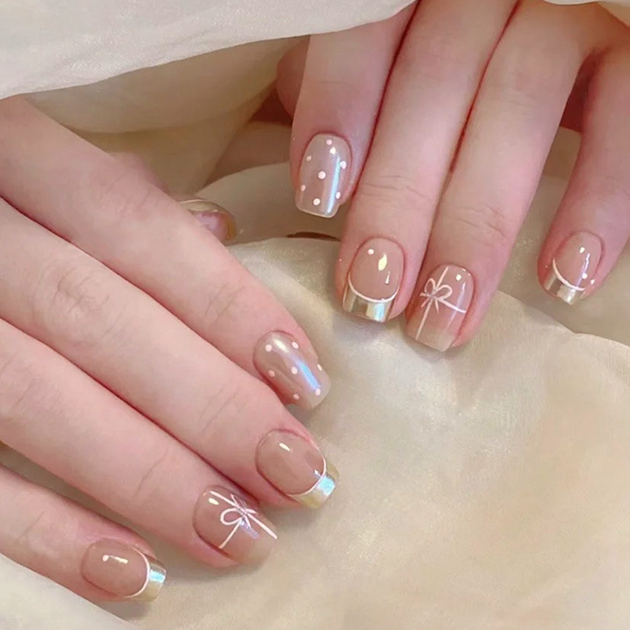 Nail Art Red Cherry - Короткие квадратные накладные ногти для женщин