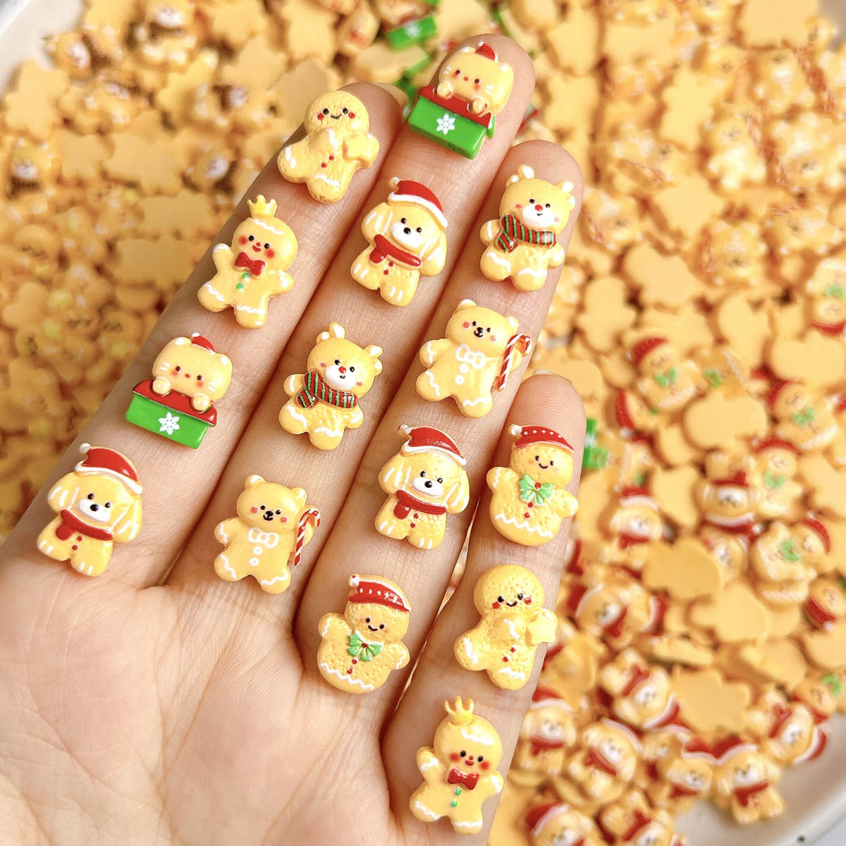 Nail Art Xmas - 20 шт. кавайный рождественский пряничный человечек,