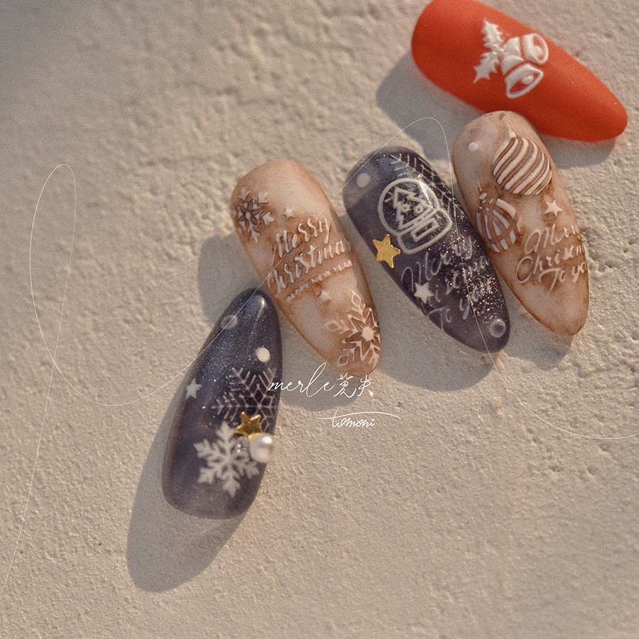 Рельефные чистые белые рождест – обзор и цена Nail Art Xmas