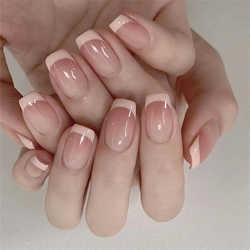 24 шт./компл. короткие француз – обзор и цена Nail Art Pink