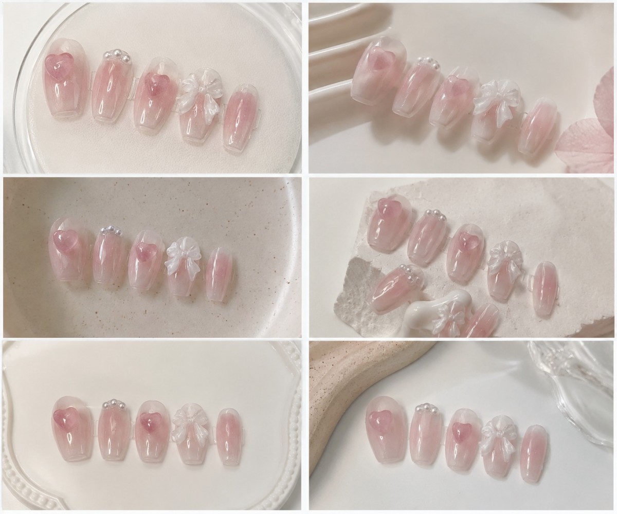 Милые розовые накладные ногти  – обзор и цена Nail Art Pink