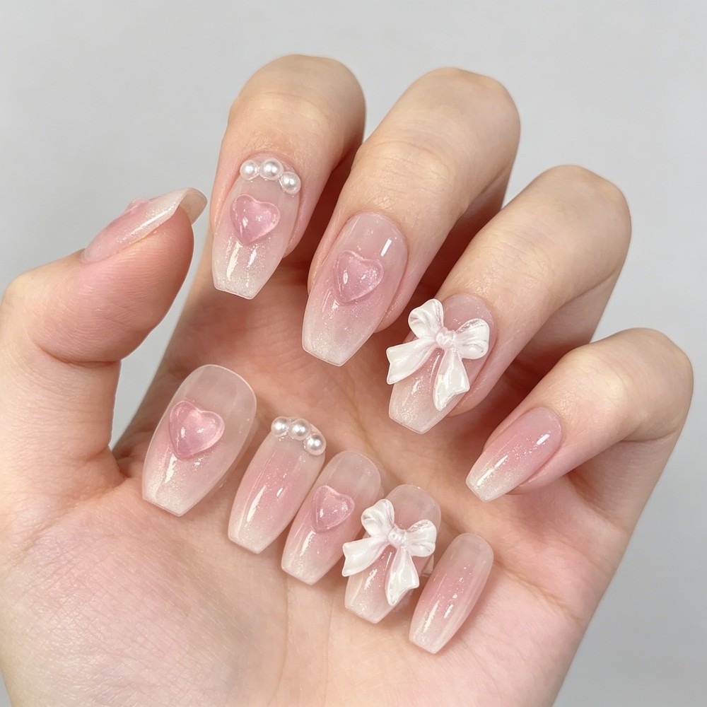 Милые розовые накладные ногти  – обзор и цена Nail Art Pink