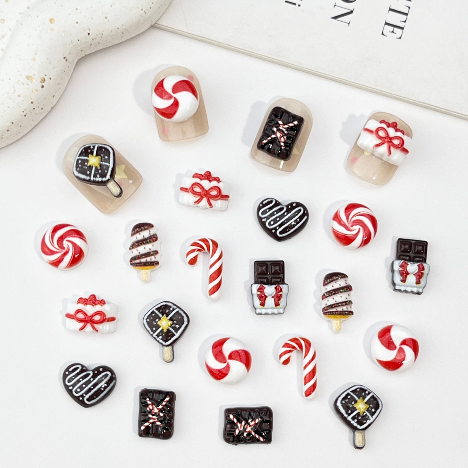 50 шт. миниатюрных фигурок из  – обзор и цена Nail Art Xmas